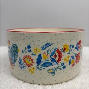 Pioneer Woman Maize Round Ceramic Nesting Bowl Featuring a Bird & Floral Pattern